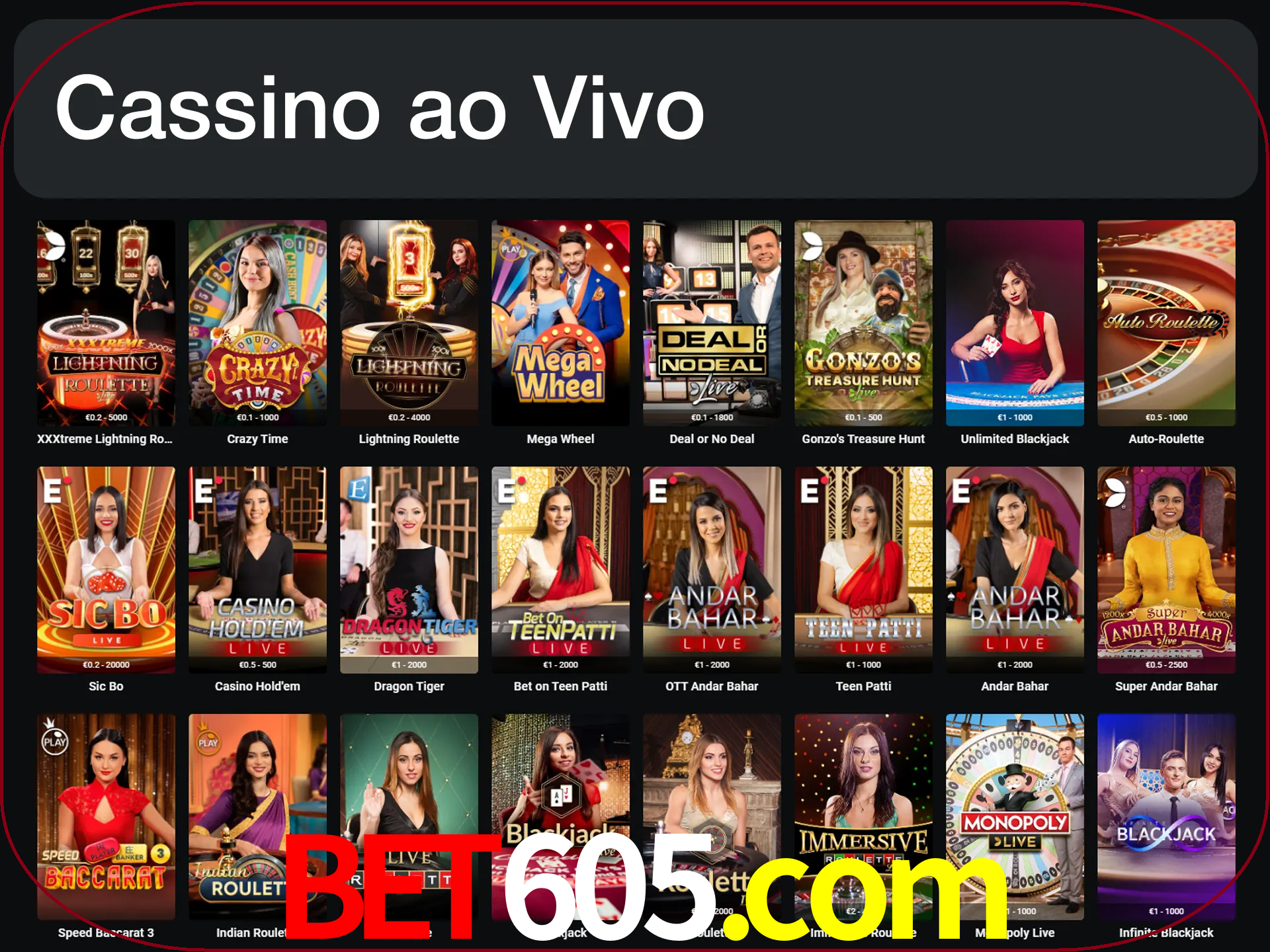 Jogue jogos de cassino com um verdadeiro dealer.